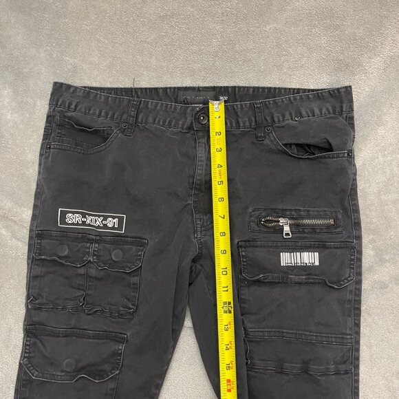 Decibel Jeans Mens 38x32 Black Cargo Slim Straight Graphics - Picture 6 of 13